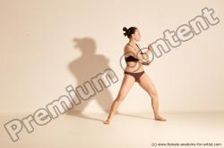 Underwear Martial art Woman White Moving poses Average long colored Dynamic poses Academic